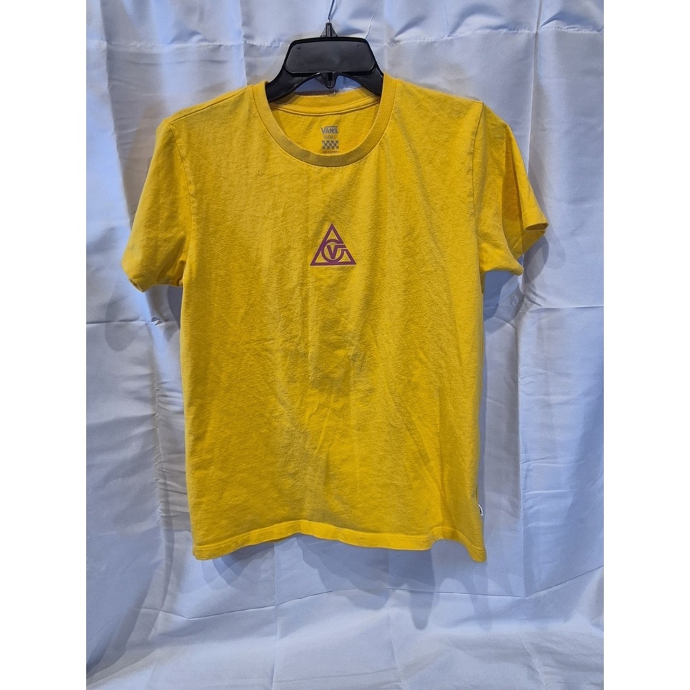 VANS Off The Wall T-Shirt Small Yellow Pink Short Sleeve Skater Graphic Tee Logo